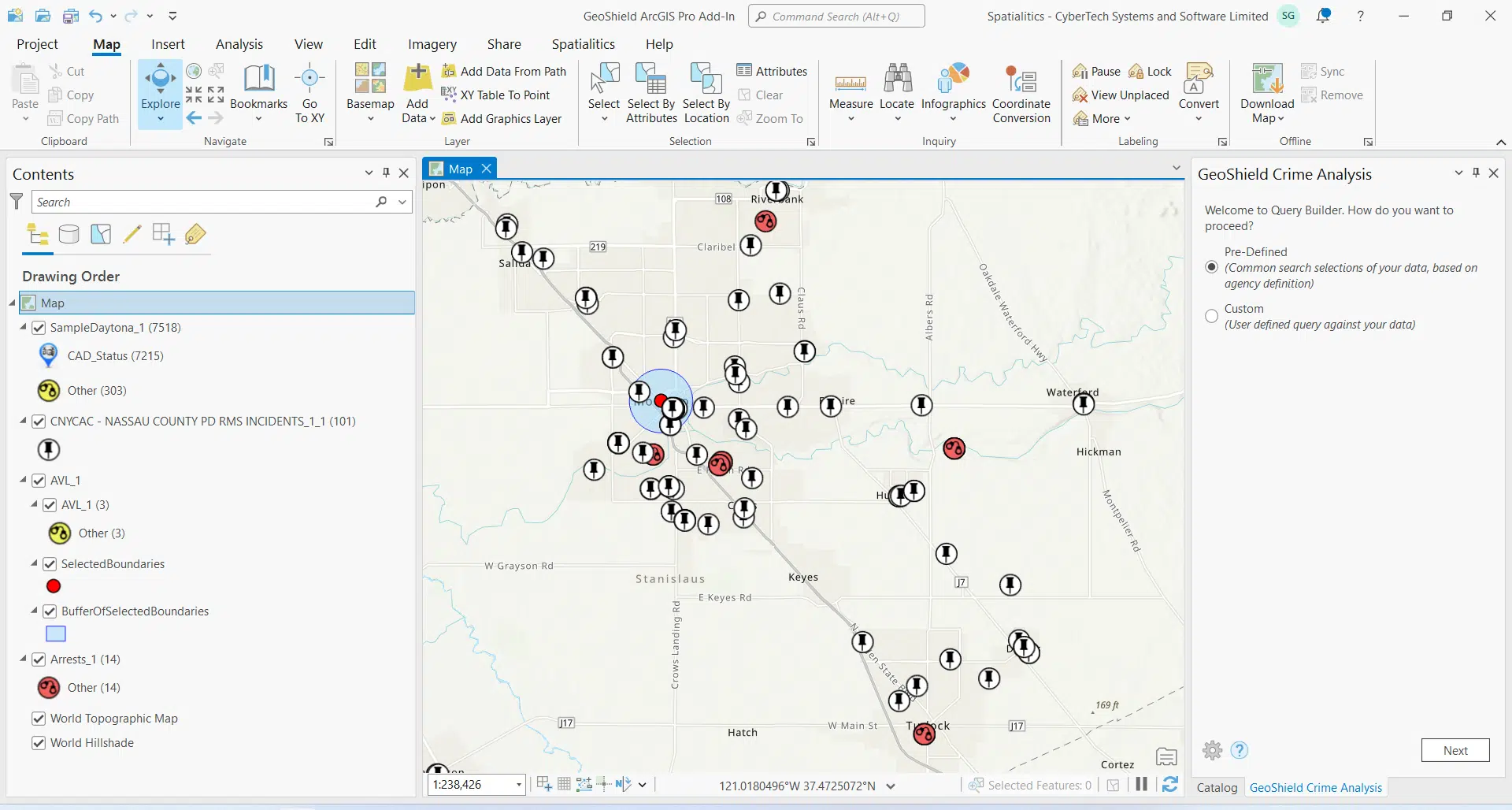 GeoShield ArcGIS Pro Add-In kernel density crime hotspot analysis map