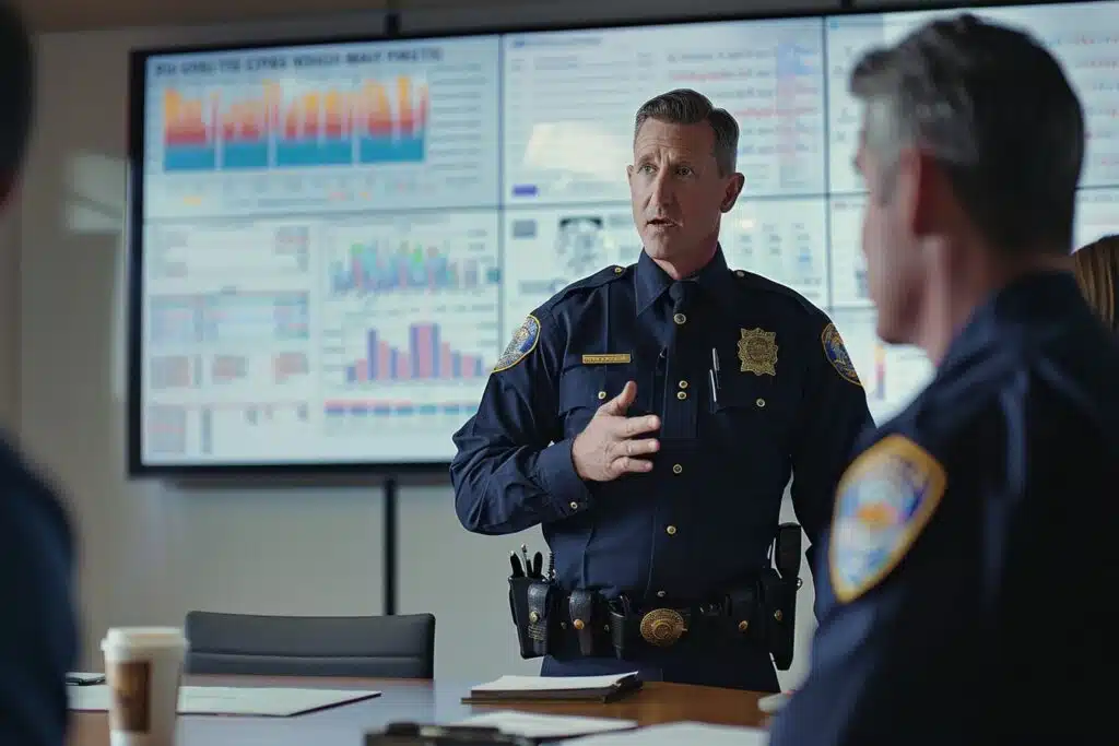 Data silos blocking law enforcement decision-making illustration